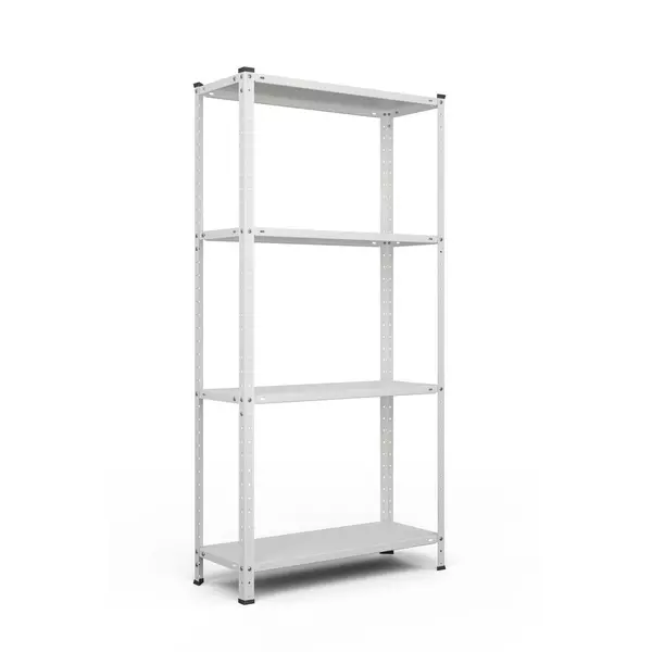 Металевий стелаж 150×75×30 см, 4 полиці, білий, РЕК-1, Кількість полиць: 4, Колір: білий, Висота: 150, Ширина: 75, Глибина: 30фото