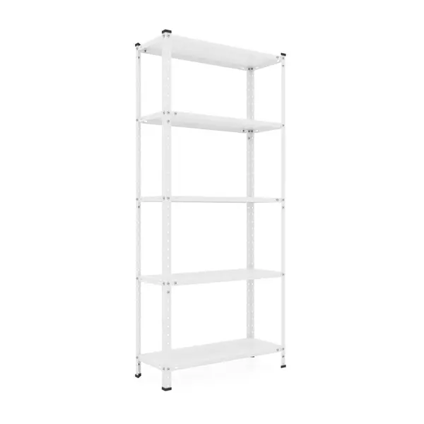 Металевий стелаж 170×75×30 см, 5 полиць, білий, РЕК-2, Кількість полиць: 5, Колір: білий, Висота: 170, Ширина: 75, Глибина: 30фото