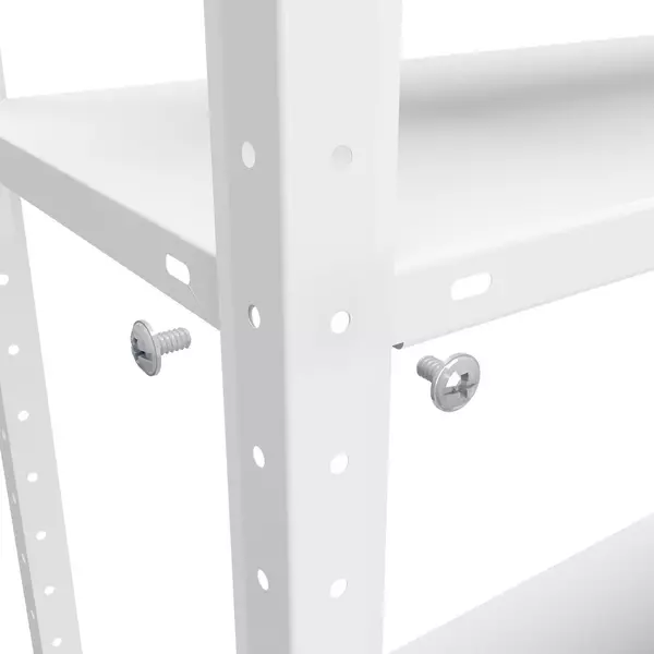 Металевий стелаж 170×75×30 см, 5 полиць, білий, РЕК-2, Кількість полиць: 5, Колір: білий, Висота: 170, Ширина: 75, Глибина: 30фото, зображення 6