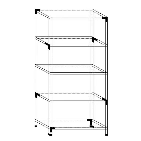 Металевий стелаж 150×75×30 см, 4 полиці, чорний, РЕК-3, Кількість полиць: 4, Колір: чорний глянець, Висота: 150, Ширина: 75, Глибина: 30фото, зображення 7