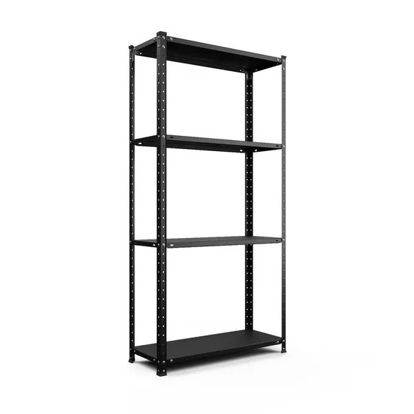 Металевий стелаж 150×75×30 см, 4 полиці, чорний, РЕК-3, Кількість полиць: 4, Колір: чорний глянець, Висота: 150, Ширина: 75, Глибина: 30фото