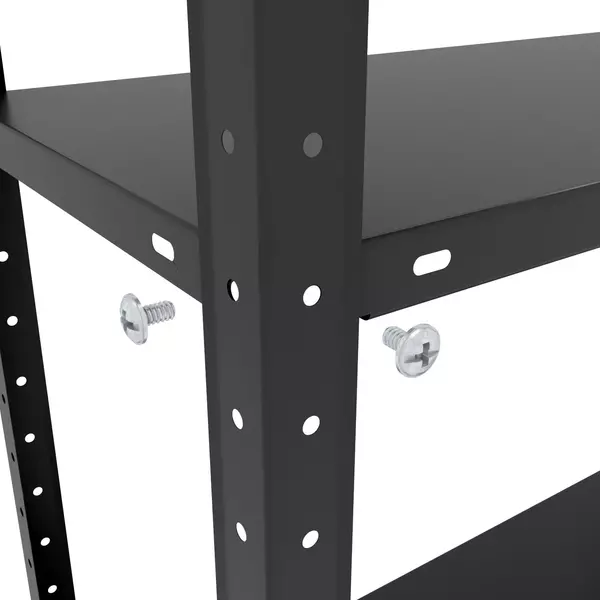 Металевий стелаж 170×75×30 см, 5 полиць, чорний, РЕК-4, Кількість полиць: 5, Колір: чорний глянець, Висота: 170, Ширина: 75, Глибина: 30фото, зображення 3