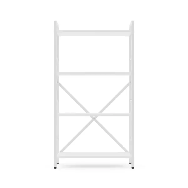 Металевий стелаж 110×60×24 білий-білий сніг, 4 полиці ЛДСП, Лофтфото