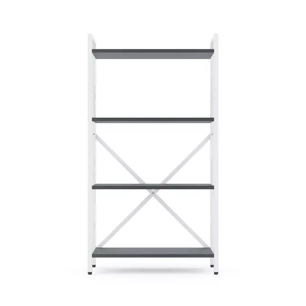 Металевий стелаж 110×60×24 білий-антрацит, 4 полиці ЛДСП, Лофтфото