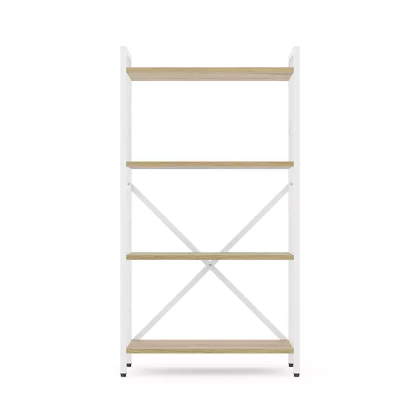 Металевий стелаж 110×60×24 білий-дуб артизан, 4 полиці ЛДСП, Лофтфото