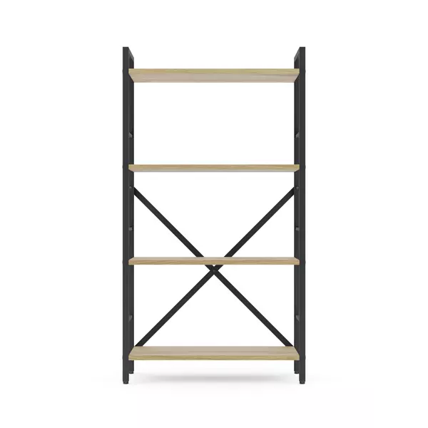 Металевий стелаж 110×60×24 антрацит-дуб артизан, 4 полиці ЛДСП, Лофтфото