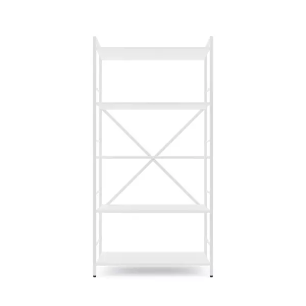 Металевий стелаж 160×80×40 білий-білий сніг, 5 полиць ЛДСП, Лофтфото