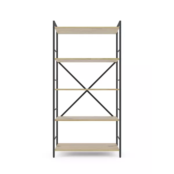 Металевий стелаж 160×80×40 антрацит-дуб артизан, 5 полиць ЛДСП, Лофтфото
