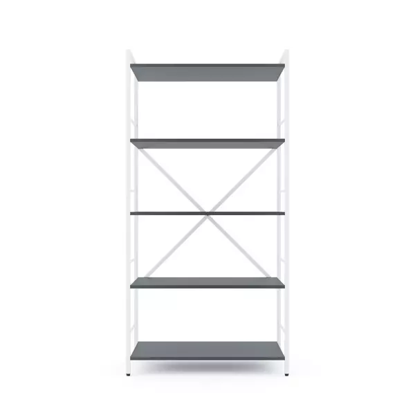 Металевий стелаж 160×80×40 білий-антрацит, 5 полиць ЛДСП, Лофтфото