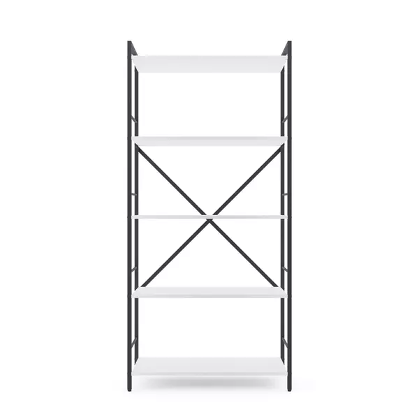 Металевий стелаж 170×80×35 антрацит-білий сніг, 5 полиць ЛДСП, Лофтфото