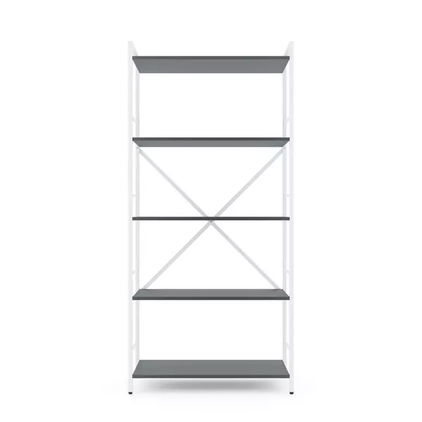 Металевий стелаж 170×80×35 білий-антрацит, 5 полиць ЛДСП, Лофтфото