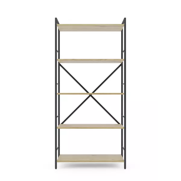Металевий стелаж 170×80×35 антрацит-дуб артизан, 5 полиць ЛДСП, Лофтфото