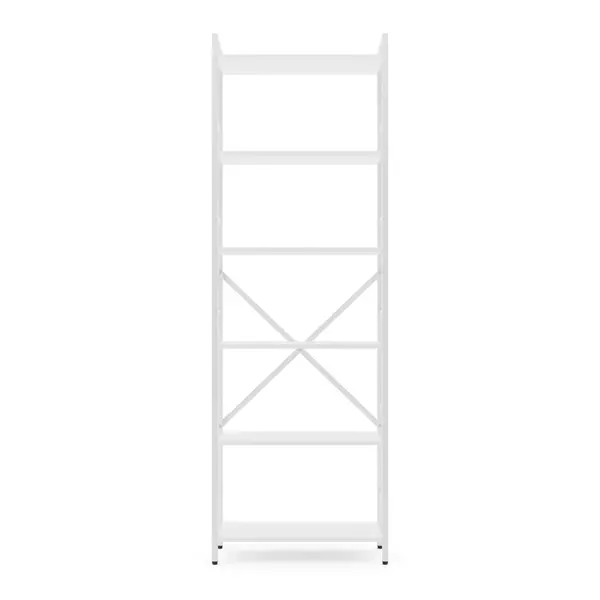 Металевий стелаж 180×60×24 білий-білий сніг, 6 полиць ЛДСП, Лофтфото