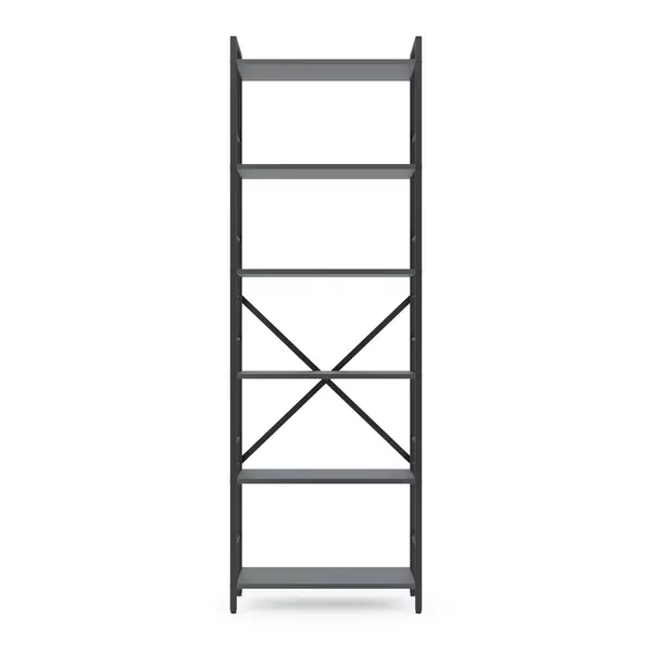 Металевий стелаж 180×60×24 антрацит-антрацит, 6 полиць ЛДСП, Лофтфото