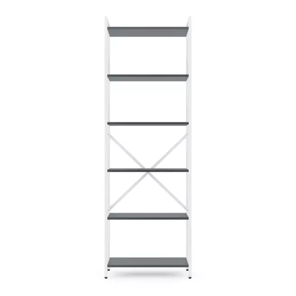 Металевий стелаж 180×60×24 білий-антрацит, 6 полиць ЛДСП, Лофтфото