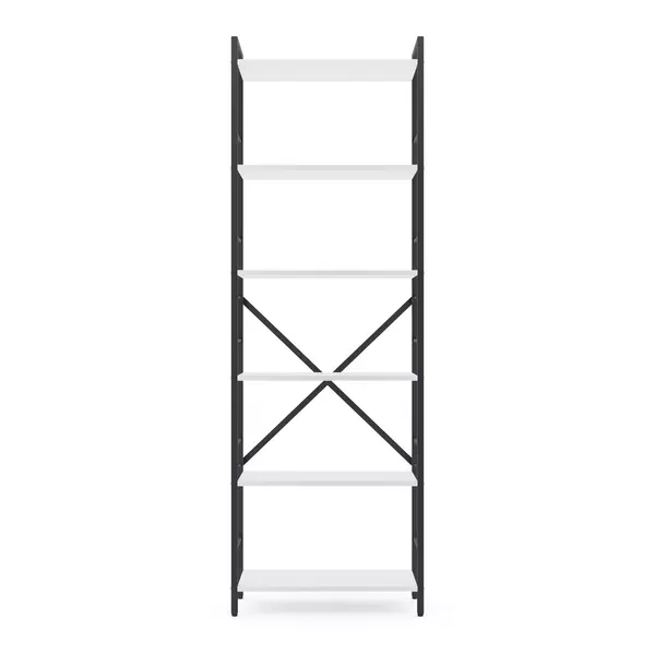 Металевий стелаж 180×60×24 антрацит-білий сніг, 6 полиць ЛДСП, Лофтфото