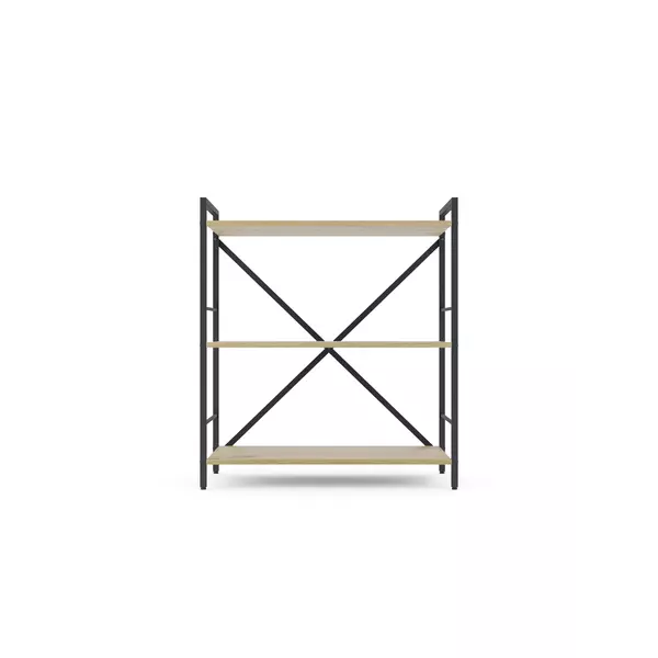 Металевий стелаж 90×80×40 антрацит-дуб артизан, 3 полиці ЛДСП, Лофтфото