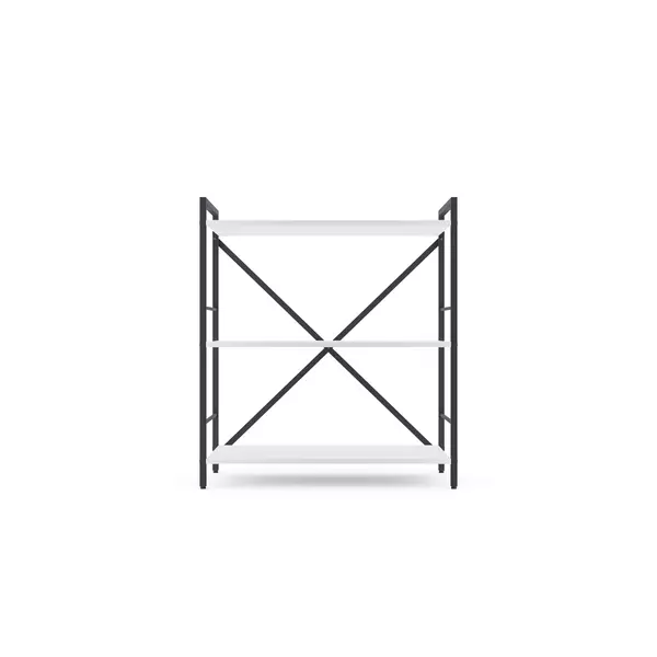 Металевий стелаж 90×80×40 антрацит-білий сніг, 3 полиці ЛДСП, Лофтфото