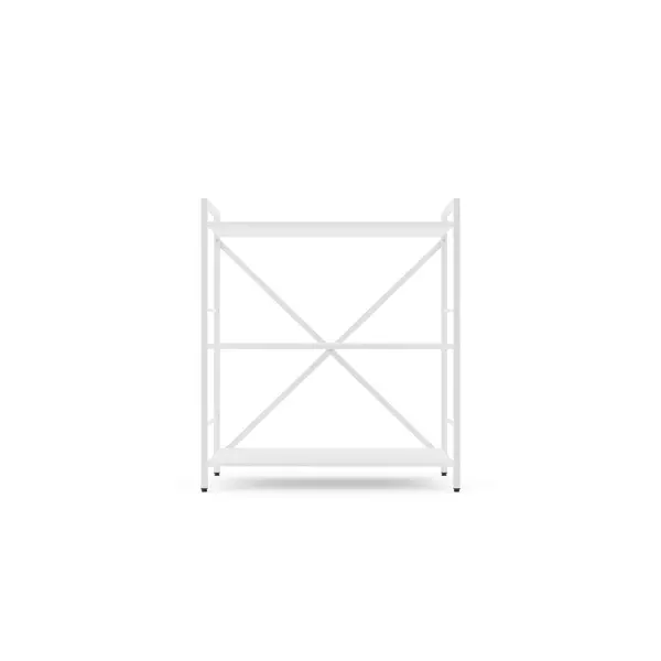 Металевий стелаж 90×80×40 білий-білий сніг, 3 полиці ЛДСП, Лофтфото