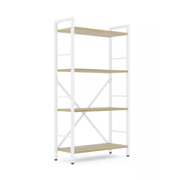 Металевий стелаж 110×60×24 білий-дуб артизан, 4 полиці ЛДСП, Лофтфото, зображення 2