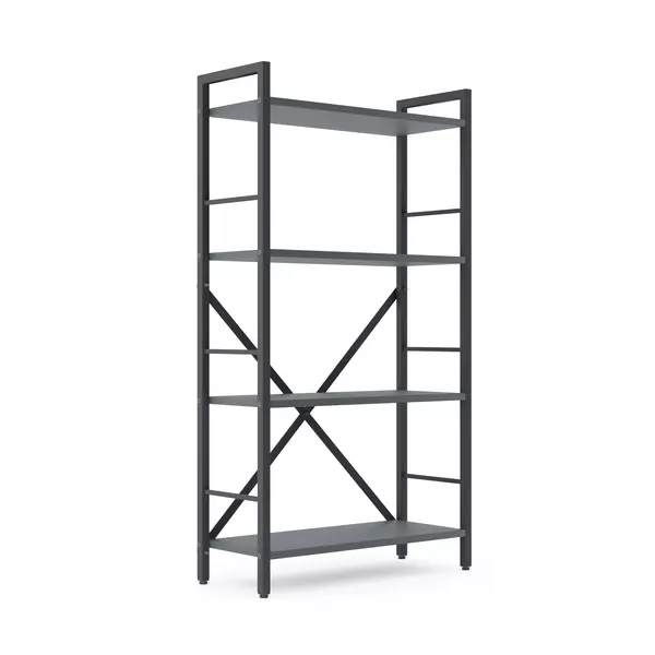 Металевий стелаж 110×60×24 антрацит-антрацит, 4 полиці ЛДСП, Лофтфото, зображення 2