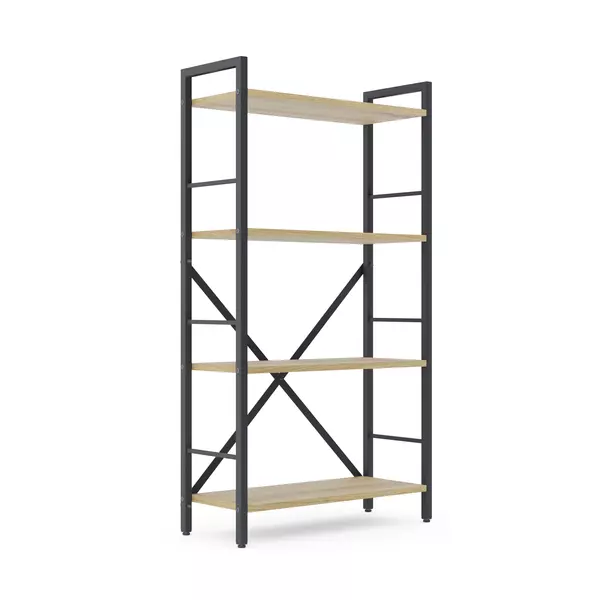 Металевий стелаж 110×60×24 антрацит-дуб артизан, 4 полиці ЛДСП, Лофтфото, зображення 2