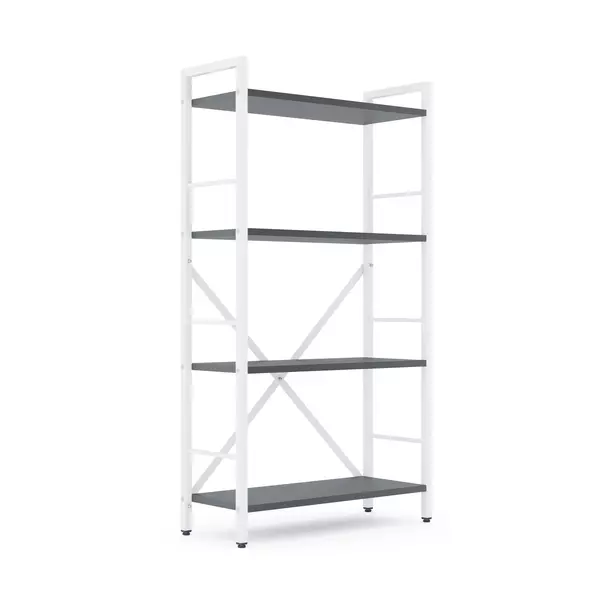 Металевий стелаж 110×60×24 білий-антрацит, 4 полиці ЛДСП, Лофтфото, зображення 2