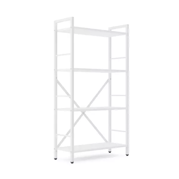 Металевий стелаж 110×60×24 білий-білий сніг, 4 полиці ЛДСП, Лофтфото, зображення 2