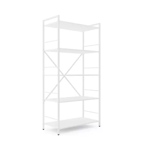 Металевий стелаж 160×80×40 білий-білий сніг, 5 полиць ЛДСП, Лофтфото, зображення 2
