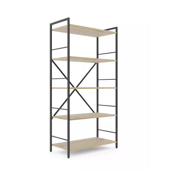 Металевий стелаж 160×80×40 антрацит-дуб артизан, 5 полиць ЛДСП, Лофтфото, зображення 2