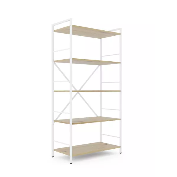 Металевий стелаж 160×80×40 білий-дуб артизан, 5 полиць ЛДСП, Лофтфото, зображення 2
