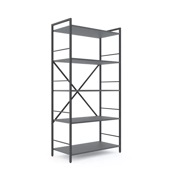 Металевий стелаж 160×80×40 антрацит-антрацит, 5 полиць ЛДСП, Лофтфото, зображення 2