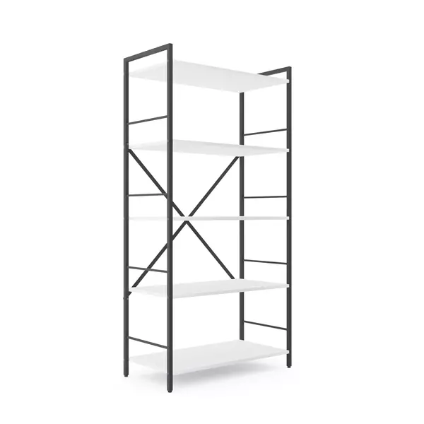 Металевий стелаж 160×80×40 антрацит-білий сніг, 5 полиць ЛДСП, Лофтфото, зображення 2
