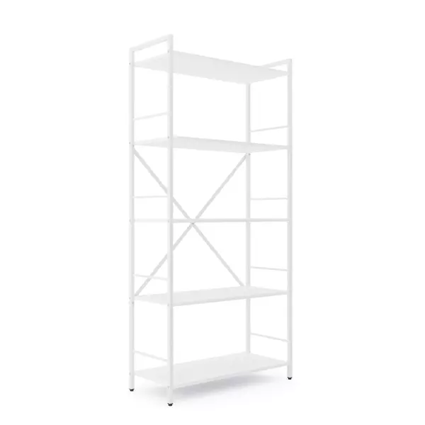 Металевий стелаж 170×80×35 білий-білий сніг, 5 полиць ЛДСП, Лофтфото, зображення 2