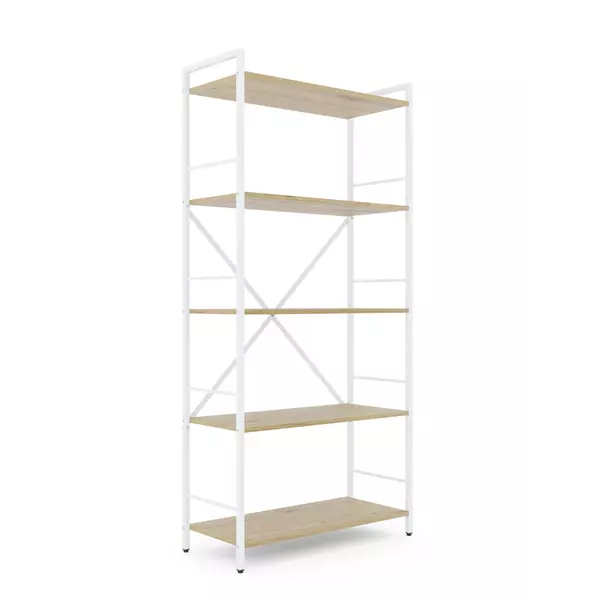 Металевий стелаж 170×80×35 білий-дуб артизан, 5 полиць ЛДСП, Лофтфото, зображення 2