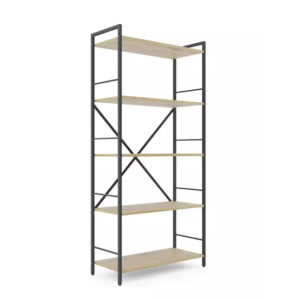 Металевий стелаж 170×80×35 антрацит-дуб артизан, 5 полиць ЛДСП, Лофтфото, зображення 2