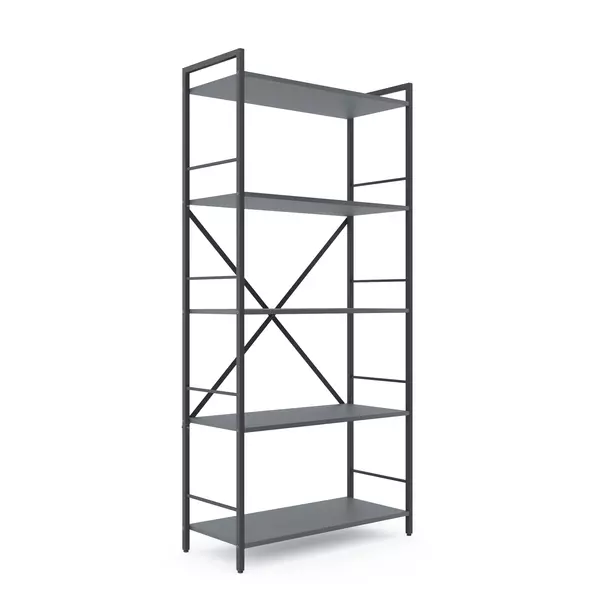 Металевий стелаж 170×80×35 антрацит-антрацит, 5 полиць ЛДСП, Лофтфото, зображення 2