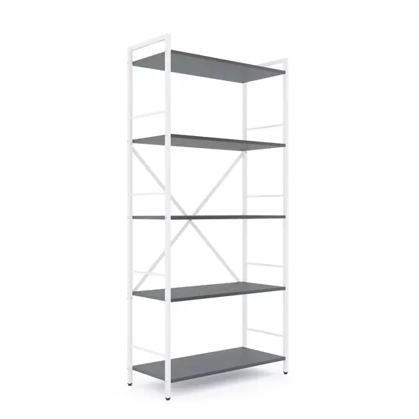 Металевий стелаж 170×80×35 білий-антрацит, 5 полиць ЛДСП, Лофтфото, зображення 2