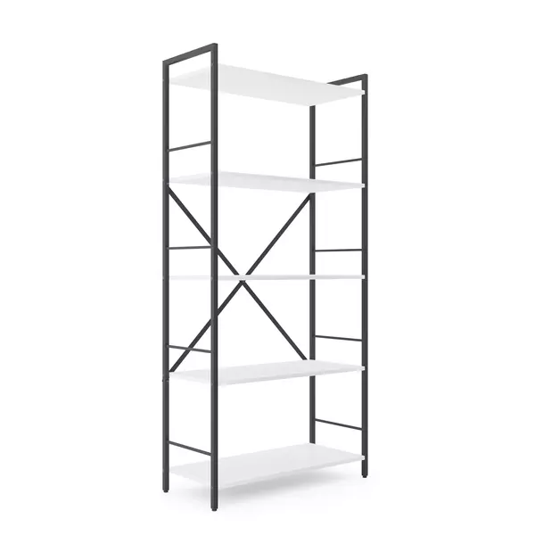 Металевий стелаж 170×80×35 антрацит-білий сніг, 5 полиць ЛДСП, Лофтфото, зображення 2