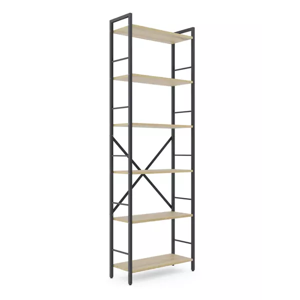 Металевий стелаж 180×60×24 антрацит-дуб артизан, 6 полиць ЛДСП, Лофтфото, зображення 2