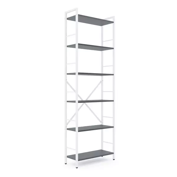 Металевий стелаж 180×60×24 білий-антрацит, 6 полиць ЛДСП, Лофтфото, зображення 2