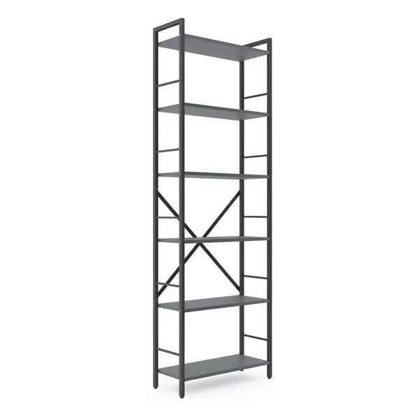Металевий стелаж 180×60×24 антрацит-антрацит, 6 полиць ЛДСП, Лофтфото, зображення 2