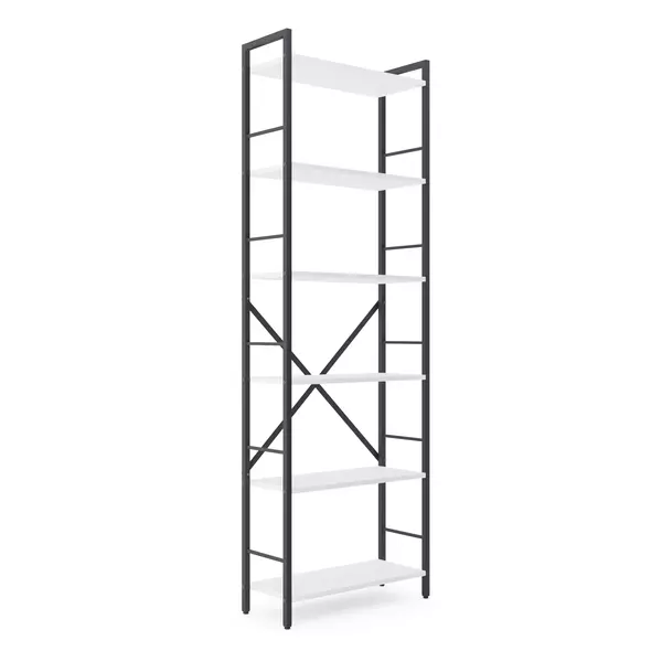 Металевий стелаж 180×60×24 антрацит-білий сніг, 6 полиць ЛДСП, Лофтфото, зображення 2