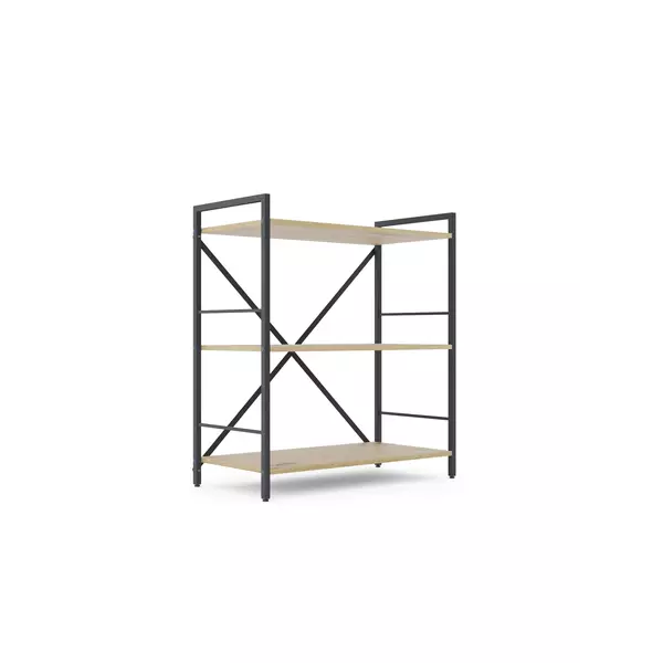 Металевий стелаж 90×60×24 антрацит-дуб артизан, 3 полиці ЛДСП, Лофтфото, зображення 2