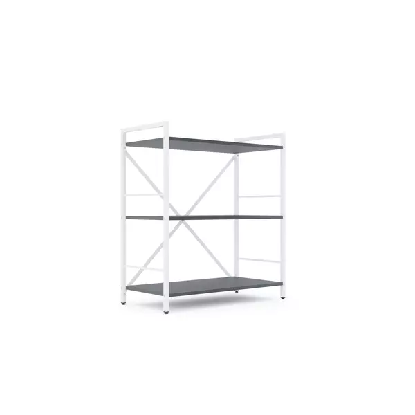 Металевий стелаж 90×60×24 білий-антрацит, 3 полиці ЛДСП, Лофтфото, зображення 2