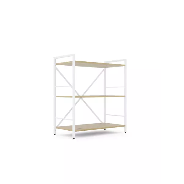 Металевий стелаж 90×60×24 білий-дуб артизан, 3 полиці ЛДСП, Лофтфото, зображення 2