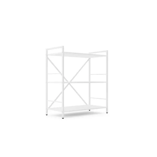 Металевий стелаж 90×60×24 білий-білий сніг, 3 полиці ЛДСП, Лофтфото, зображення 2