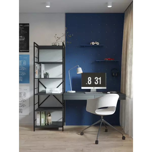 Металевий стелаж 180×60×24 антрацит-антрацит, 6 полиць ЛДСП, Лофтфото, зображення 8