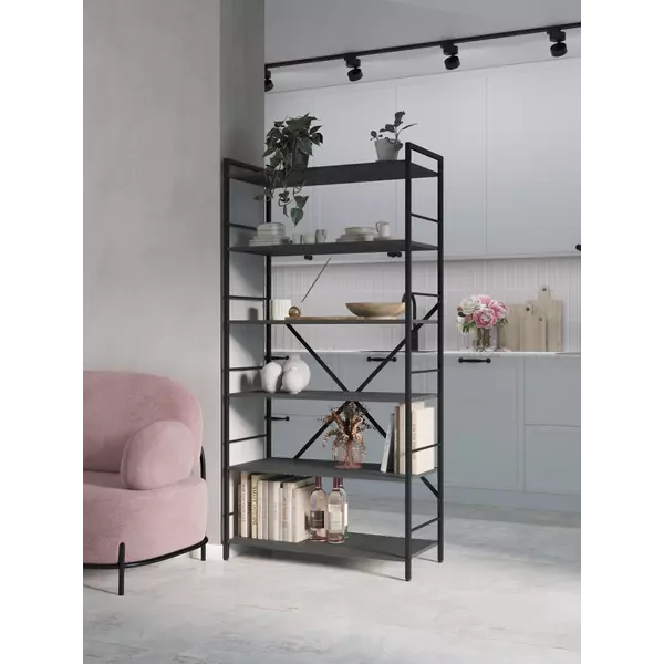 Металевий стелаж 110×60×24 антрацит-антрацит, 4 полиці ЛДСП, Лофтфото, зображення 10