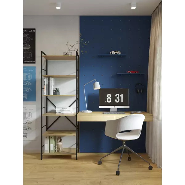 Металевий стелаж 170×80×35 антрацит-дуб артизан, 5 полиць ЛДСП, Лофтфото, зображення 8